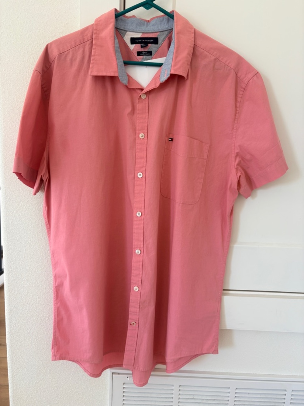 Tommy Hilfiger Coral Pink Short-Sleeve Button-Down Shirt